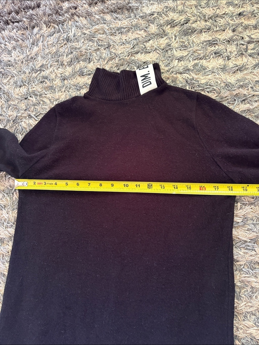 DIM. E CRES. Black Turtleneck Sweater with Logo Collar Band S - Picture 4 of 10